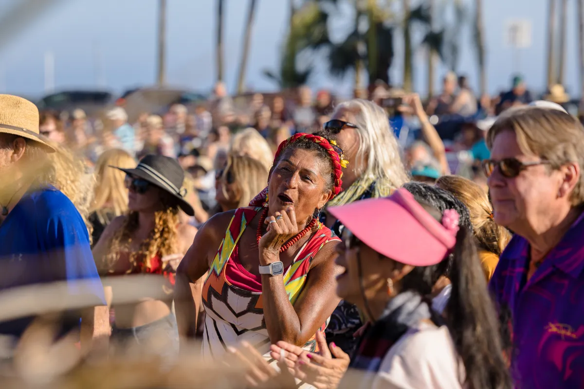 Woman reacting to music during Concerts in the Park at Chase Palm Park 