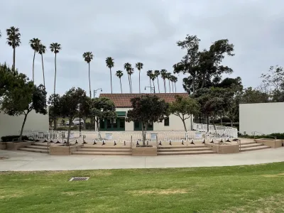 A view of the Casa Las Palmas Patio in August 2024, before construction of the wisteria arbor began